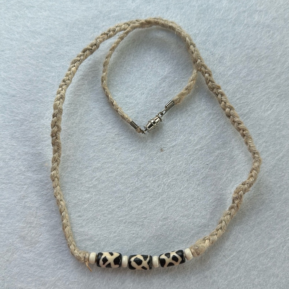 Handmade Hemp woven boho beach men’s necklace